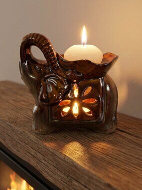 Elephant Luminary Tea Light Candle Holder Oil Wax Fragrance diffuser Ceramic